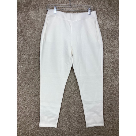 Banana Republic Pants - Banana Republic High Rise Fleece Jogger Pants Womens S White Zipper Pockets NEW